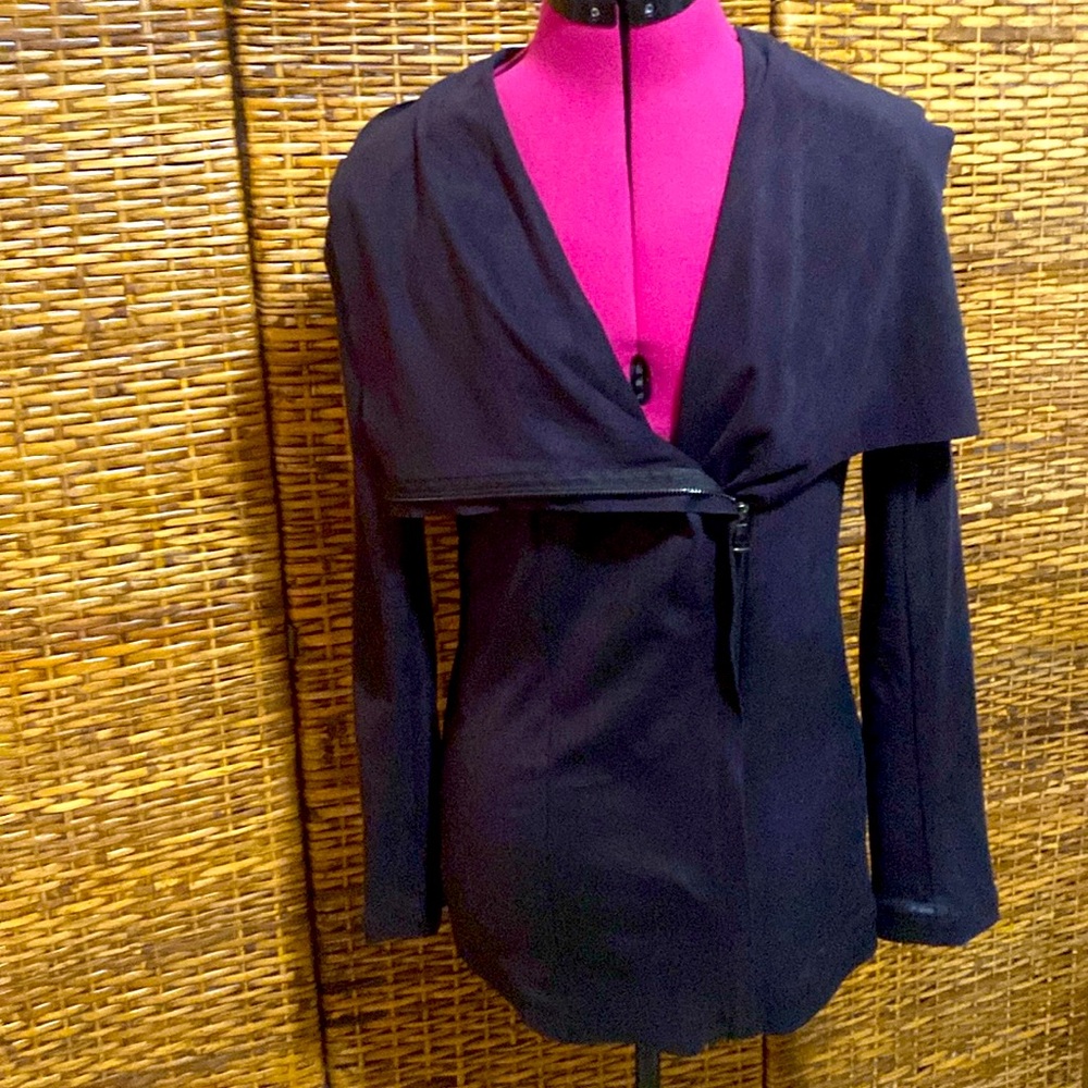 EUC BNCI black Faux Suede moto zip up jacket S
